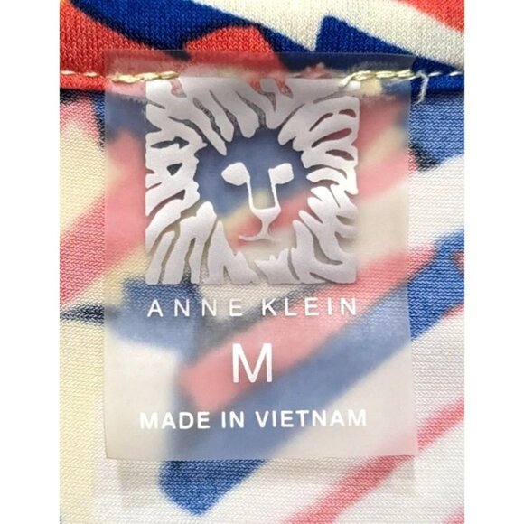 Vintage Y2K ANNE KLEIN Orange Blue Geometric Sleeveless Top Surplice Neck Size M - Picture 3 of 6